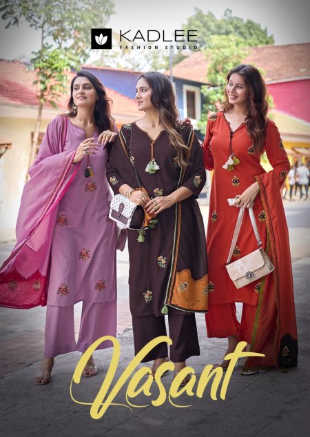 Vasant By Kadlee Heavy Rayon Kurti With Bottom Dupatta